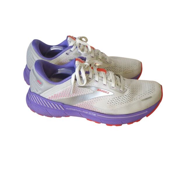 Brooks Women's Adrenaline GTS 22 Running Shoes Sz 9.5 Sneaker White Purple - Picture 3 of 8